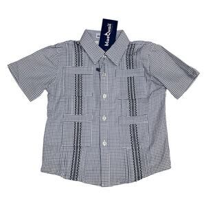NWT Blue Quail Size 6 Gameday Navy Check Guayabera